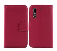 Lankashi Flip Folio Veritable Cuir Housse Coque Etui Cas pour Doro 8080/8062 5.7" Premium Cover Case Couverture Protecteur Portefeuille Genuine Leather Book Wallet (Rose)