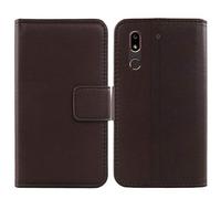 Lankashi Flip Folio Veritable Cuir Housse Coque Etui Cas pour Doro 8080/8062 5.7" Premium Cover Case Couverture Protecteur Portefeuille Genuine Leather Book Wallet (Marron foncé)