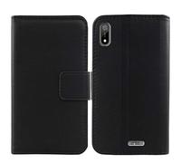 Lankashi Flip Folio Veritable Cuir Housse Coque Etui Cas pour SFR Altice S33 5.7" Premium Cover Case Couverture Protecteur Portefeuille Genuine Leather Book Wallet (Noir)