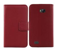 Lankashi Flip Folio Veritable Cuir Housse Coque Etui Cas pour Ulefone Armor X6 5" Premium Cover Case Couverture Protecteur Portefeuille Genuine Leather Book Wallet (Rouge foncé)