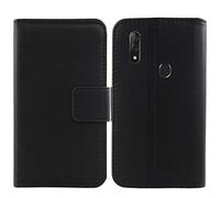 Lankashi Flip Folio Veritable Cuir Housse Coque Etui Cas pour ZTE Blade 10/10 Prime 6.3" Premium Cover Case Couverture Protecteur Portefeuille Genuine Leather Book Wallet (Noir)