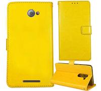 Lankashi Flip Premium Retro Business Cuir Housse Coque Étui pour Caterpillar Cat S31 4.7" Cas Magnétique Téléphone Couverture Protecteur Portefeuille Cover Case Support Book Stand (Jaune)