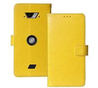 Lankashi Flip Premium Retro Business Cuir Housse Coque Étui pour Crosscall Core-M4 / M4 GO 5" TPU Silicone Cas Magnétique Téléphone Couverture Protecteur Portefeuille Cover Case Support (Jaune)