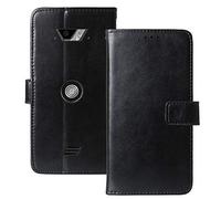 Lankashi Flip Premium Retro Business Cuir Housse Coque Étui pour Crosscall Core-M4 / M4 GO 5" TPU Silicone Cas Magnétique Téléphone Couverture Protecteur Portefeuille Cover Case Support (Noir)