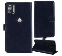 Lankashi Flip Premium Retro Business Cuir Housse Coque Étui pour Crosscall Stellar X5 6.49" Cas Magnétique Téléphone Couverture Protecteur Portefeuille Cover Case Support Book Stand (Bleu Fonce)