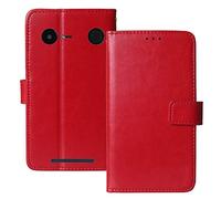 Lankashi Flip Premium Retro Business Cuir Housse Coque Étui pour Doro 8035 Cas Magnétique Téléphone Couverture Protecteur Portefeuille Cover TPU Silicone Case Support (Rouge)