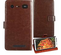 Lankashi Flip Premium Retro Business Cuir Housse Coque Étui pour Doro 8040/8042 5" Cas Magnétique Téléphone Couverture Protecteur Portefeuille Cover TPU Silicone Case Support (Brun)