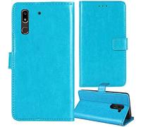 Lankashi Flip Premium Retro Business Cuir Housse Coque Étui pour Doro 8080/8062 5.7" Cas Magnétique Téléphone Couverture Protecteur Portefeuille Cover Case Support Book Stand (Bleu)