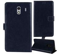 Lankashi Flip Premium Retro Business Cuir Housse Coque Étui pour Konrow City 5 3G 5" Cas Magnétique Téléphone Couverture Protecteur Portefeuille Cover Case Support Book Stand (Bleu Fonce)