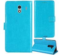 Lankashi Flip Premium Retro Business Cuir Housse Coque Étui pour Konrow City 5 3G 5" Cas Magnétique Téléphone Couverture Protecteur Portefeuille Cover Case Support Book Stand (Bleu)