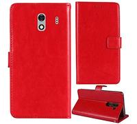 Lankashi Flip Premium Retro Business Cuir Housse Coque Étui pour Konrow City 5 3G 5" Cas Magnétique Téléphone Couverture Protecteur Portefeuille Cover Case Support Book Stand (Rouge)