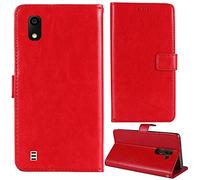Lankashi Flip Premium Retro Business Cuir Housse Coque Étui pour konrow Easy 5 5" Cas Magnétique Téléphone Couverture Protecteur Portefeuille Cover Case Support Book Stand (Rouge)