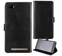 Lankashi Flip Premium Retro Business Cuir Housse Coque Étui pour Konrow Just5 5" Cas Magnétique Téléphone Couverture Protecteur Portefeuille Cover Case Support Book Stand (Noir)