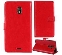 Lankashi Flip Premium Retro Business Cuir Housse Coque Étui pour Orange Neva Start 4.95" Cas Magnétique Téléphone Couverture Protecteur Portefeuille Cover Case Support Book Stand (Rouge)