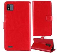 Lankashi Flip Premium Retro Business Cuir Housse Coque Étui pour SFR Altice S34 5.45" Cas Magnétique Téléphone Couverture Protecteur Portefeuille Cover Case Support Book Stand (Rouge)