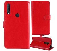 Lankashi Flip Premium Retro Business Cuir Housse Coque Étui pour SFR Altice S43 6.22" TPU Silicone Cas Magnétique Téléphone Couverture Protecteur Portefeuille Cover Case Support Book Stand (Rouge)