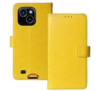 Lankashi Flip Premium Retro Business Cuir Housse Coque Étui TPU Silicone pour Oukitel WP32 5.93" Cas Magnétique Téléphone Couverture Protecteur Portefeuille Cover Case Support Book Stand (Jaune)