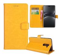Lankashi Flip Premium Retro Cuir Housse Coque Étui pour Logicom Comet 6.51" Cas Magnétique Téléphone Couverture Protecteur Cover Case Support (Jaune)
