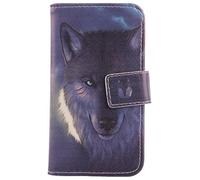 Lankashi Housse Case PU Cuir Cover Flip Etui Coque Protection Skin pour Crosscall Spider-X5 2.4" (Wolf Design)