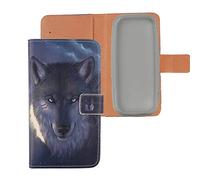 Lankashi Housse Case PU Cuir Cover Flip Etui Coque TPU Silicone Protection Skin pour Nokia 105 (2019) (Wolf Design)