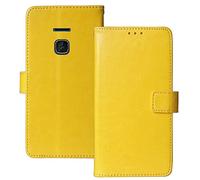 Lankashi Jaune Flip Premium Retro Business Support à Rabat Cuir Housse TPU Silicone Coque pour Nokia 225 4G 2.4" Étui Cas Couverture Protecteur Case Portefeuille Cover