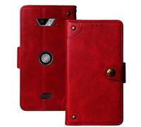 Lankashi Veritable Cuir Housse Téléphone Case pour Crosscall Core-M4 / M4 GO 5" TPU Silicone Coque Étui Cas Couverture Protecteur Cover Portefeuille Antichoc Cover Case (Rouge)