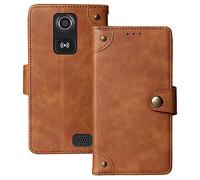 Lankashi Veritable Cuir Housse Téléphone Case TPU Silicone pour Doro Liberto 8031 8030 Coque Étui Cas Couverture Protecteur Cover Portefeuille Antichoc Cover Case (Brun)