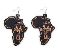 Lankater 1 Paire Boucles d'oreilles en Bois Bijoux Afrique Carte Style Ethnique Boucles d'oreilles pour Les Filles De Femmes