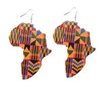 Lankater 1 Paire Boucles d'oreilles en Bois Bijoux Afrique Carte Style Ethnique Boucles d'oreilles pour Les Filles De Femmes