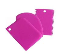 Lankater 3pcs Gâteau Scraper Spatule Set, Crème Pâte Pâte Fondant Gâteau Côté Décoration Peigne Glaçage Smoother Coupe (Violet)
