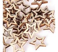 Lankater 50pcs / Pack en Bois Évidé Etoiles Tranches, Embellissements Star Arts Scrapbooking Mariage Artisanat Faire