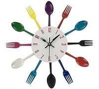 Lankater Horloge Murale, Couverts De Cuisine Créative Fourchette Cuillère Accrocher Horloge, Multicolore Décoratif pour Modern Office Home Club