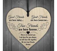 Lankater Les Vrais Amis sont Ici pour Toujours Plaque De Hanging en Bois, Coeur Amitié Cadeau Artisanat Accessoires Connectez-Vous