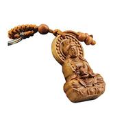 Lankater Porte-clefs Sculpture sur Bois Bouddhisme Guan Yin Statue De Bouddha Pendentif Porte-clés