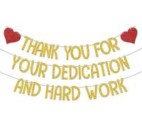 LANKBACK Bannière « Thank You For Your Dedication and Hard Work » - We Appreciate You Decorations - Bannière de reconnaissance des employés - Doré et rouge - Double face