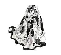 LANKEE Foulard en soie pour femmes châle bleu tachetée Silk Scarf Women Shawl Stain Neckerchief Head Wrap Thin Scarf Beach Shawl Vintage Bridal Chiffon Muslim Colorful Cloth Belt (Black)