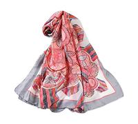 LANKEE Foulard en soie pour femmes châle bleu tachetée Silk Scarf Women Shawl Stain Neckerchief Head Wrap Thin Scarf Beach Shawl Vintage Bridal Chiffon Muslim Colorful Cloth Belt (Rose)
