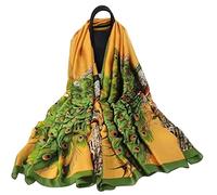 LANKEE Foulard en soie pour femmes châle bleu tachetée Silk Scarf Women Shawl Stain Neckerchief Head Wrap Thin Scarf Beach Shawl Vintage Bridal Chiffon Muslim Colorful Cloth Belt (Vertt)