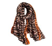 LANKEE Foulard en soie pour femmes châle bleu tachetée Silk Scarf Women Shawl Stain Neckerchief Head Wrap Thin Scarf Beach Shawl Vintage Bridal Chiffon Muslim Colorful Cloth Belt (Léopard Bruno)