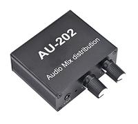 Lanko AU-202 Mélangeur stéréo à 2 entrées et 2 sorties Distributeur audio pour écouteurs Puissance externe AMP Contrôle du volume uniquement
