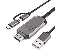 Lanko Câble adaptateur pour téléphone vers TV, type C/Micro-USB vers adaptateur compatible 1080P vers convertisseur compatible
