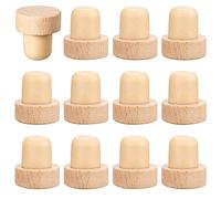 Lanko Lot de 12 bouchons en forme de T réutilisables en bois et caoutchouc pour bouteille de vin