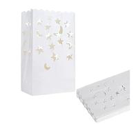 Lanko Lot de 50 sachets de bougies lumineuses, lanternes spéciales, avec étoiles, lune, durables et réutilisables, matériau ignifuge