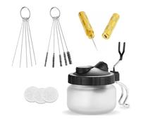 Lanlengtec Kit de nettoyage complet pour aérographe comprenant 1 pot de nettoyage avec support