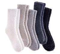 LANLEO 5/6 paires de chaussons pour femme en peluche douce et chaude - - taille unique