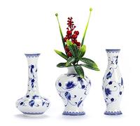 LANLONG Lot de 3 petits vases en porcelaine émaillés Fambe - Vase à fleurs classique en céramique pour la maison, le bureau, la bibliothèque, le dessus de table, la décoration d'armoire