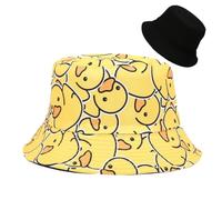 LANLYLGQ Chapeau de pêcheur unisexe à porter des deux côtés - Protection UV - Chapeau d'été, Jaune canard, taille unique