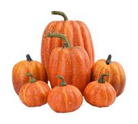 Lanmijia Lot de 7 Citrouilles Artificielles, Décoration de citrouilles Automne, Grande Petite CitrouillesDécorative en Mousse Artificielle Orange Pumpkin, décoration d'automne pour Halloween,Noël
