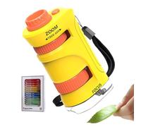 Lanmijia Microscope Portable pour,Microscope Enfant avec Zoom 60-80X Et 12 Lames | Jouet Scientifique Portable - pour École Maternelle École Salle De Classe Randonnée Maison Plein Air Camping