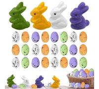 Lanmijia Œufs De Pâques En Gros - Set de Combinaison Lapin et Œufs pour - Ornements Lapin de Pâques | Remplisseurs De Panier Et Centre De Table De Printemps En Assortiment Combiné Pour Table De Chevet